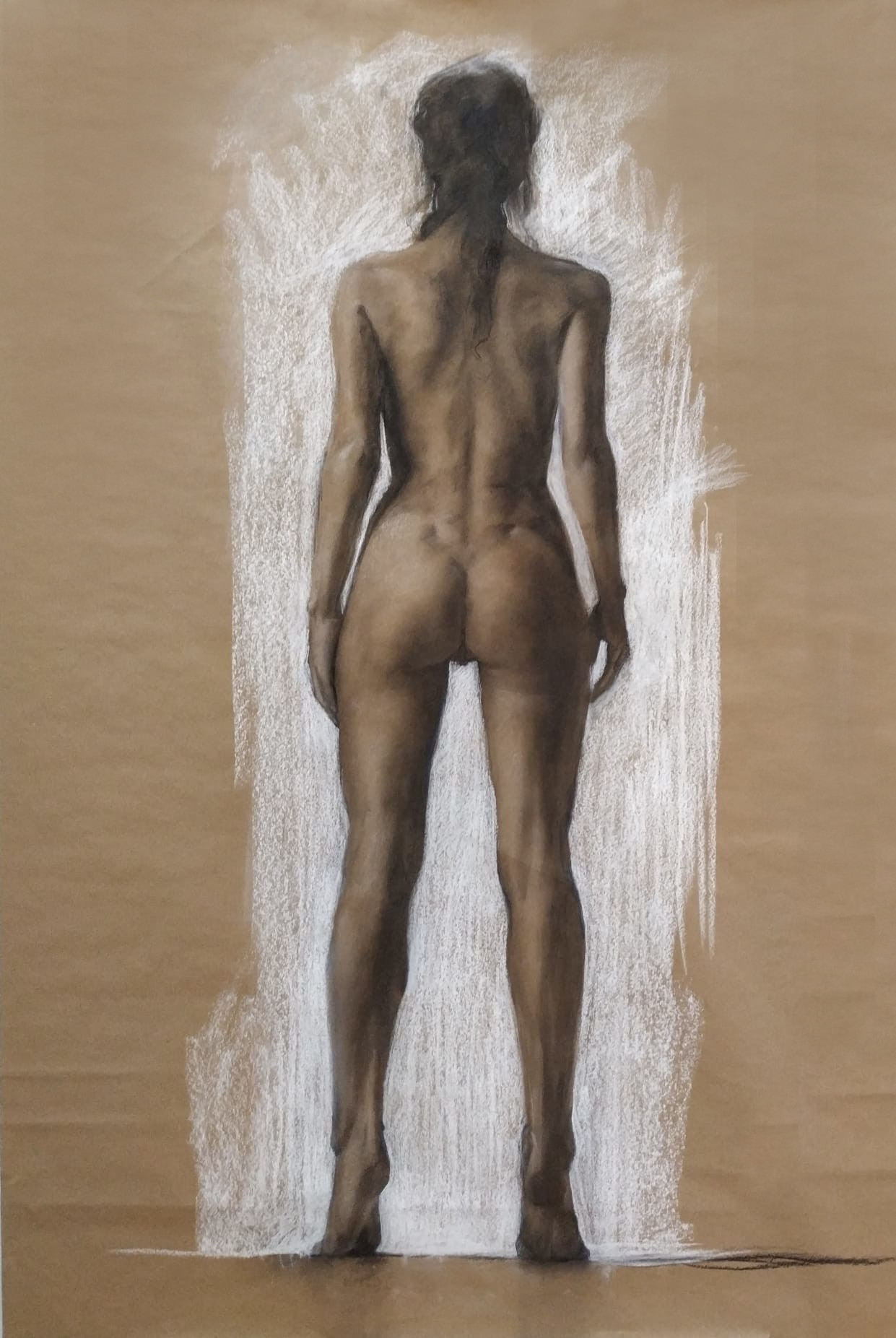 Back view (chalk and charcoal, 90x130)