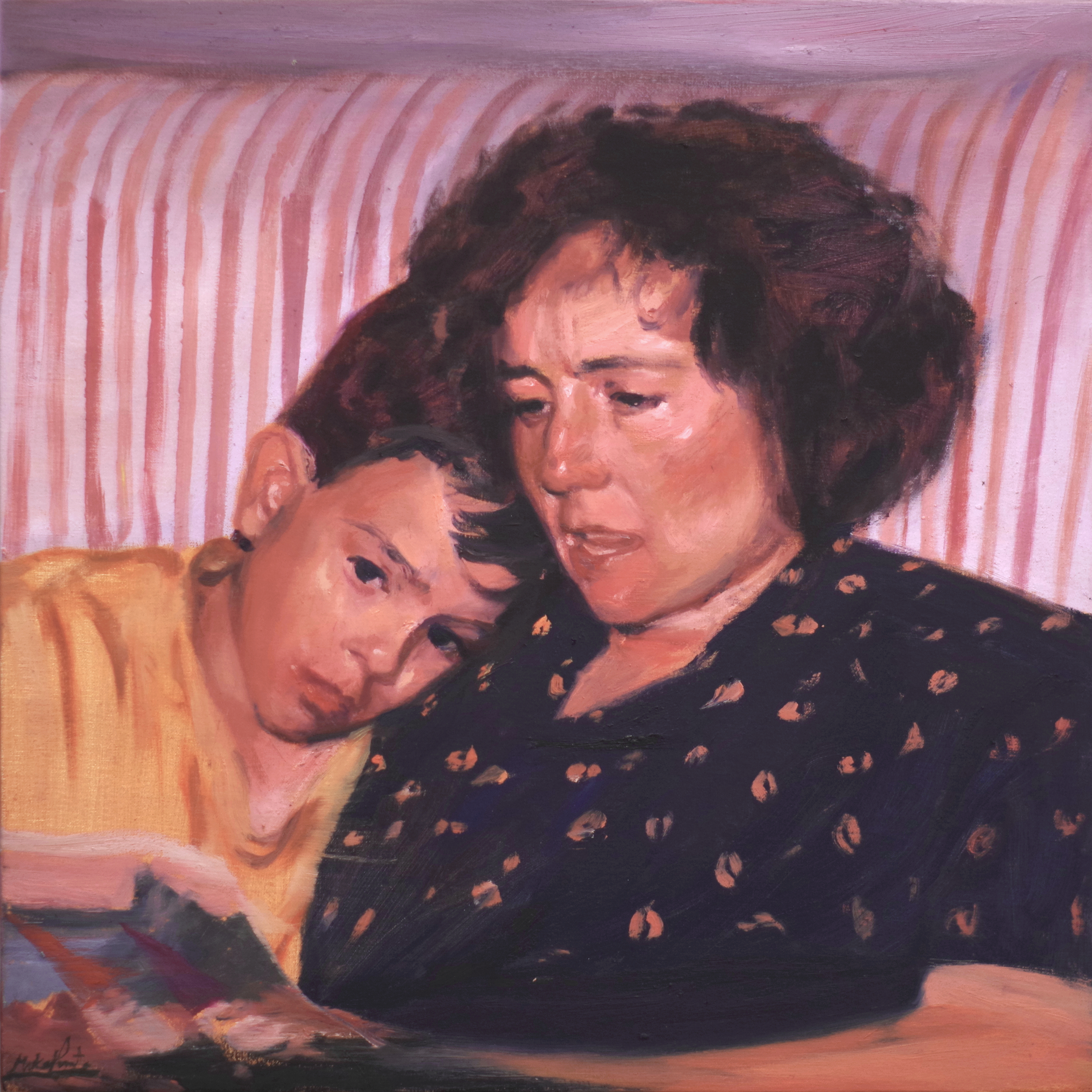 Alvaro and mother (50x50, oil on canvas), sold
