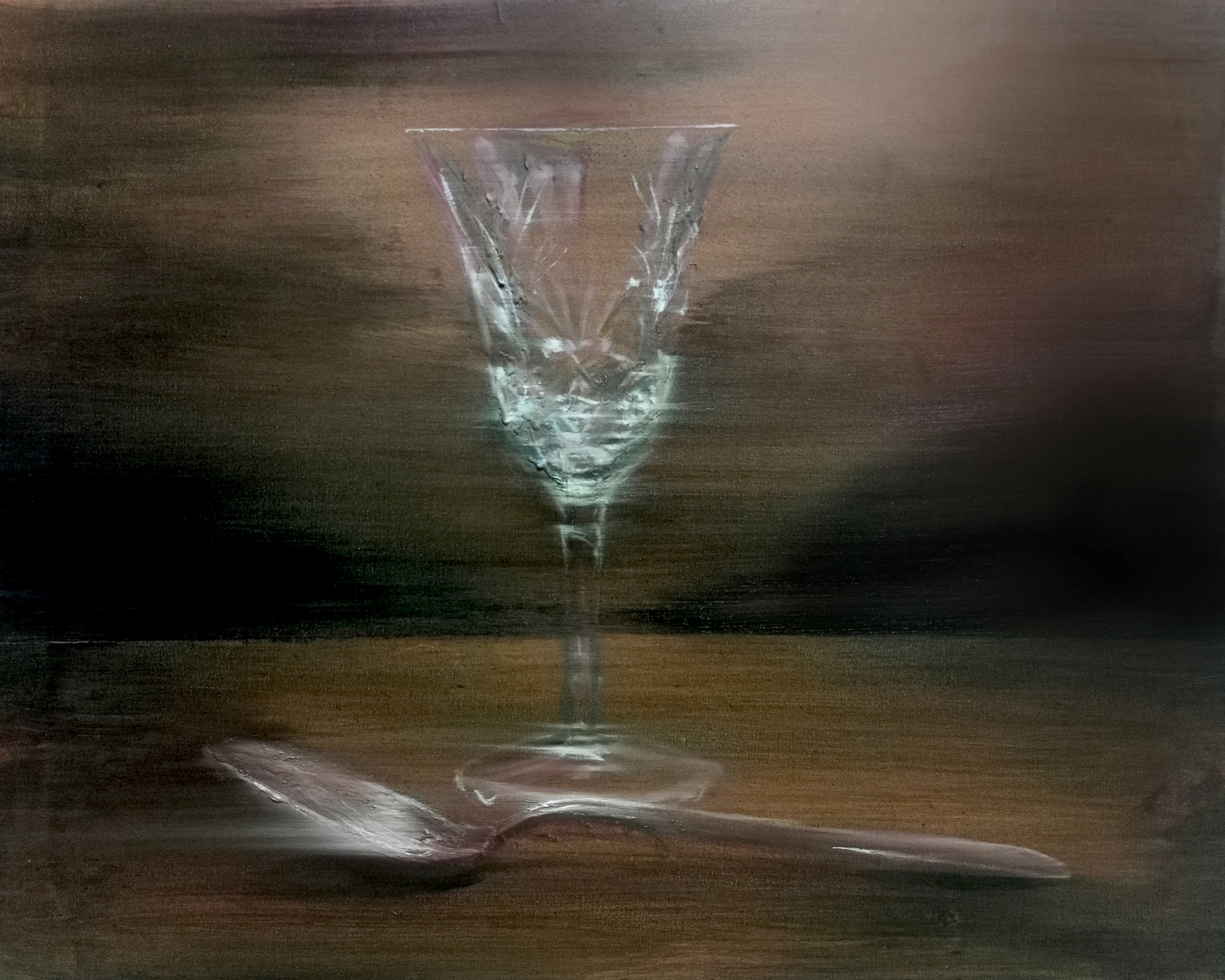 Half-shadow silverware (oil on canvas, 73x60), sold