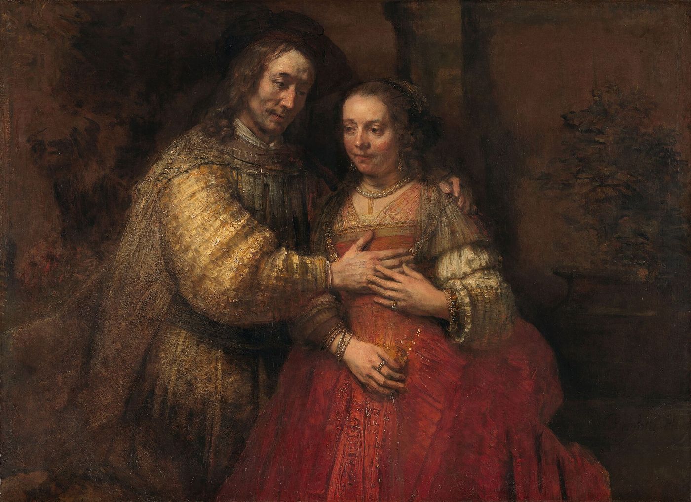 Retrato de pareja como Isaac y Rebeca, conocido como La novia judía, Rembrandt, h. 1662-1666