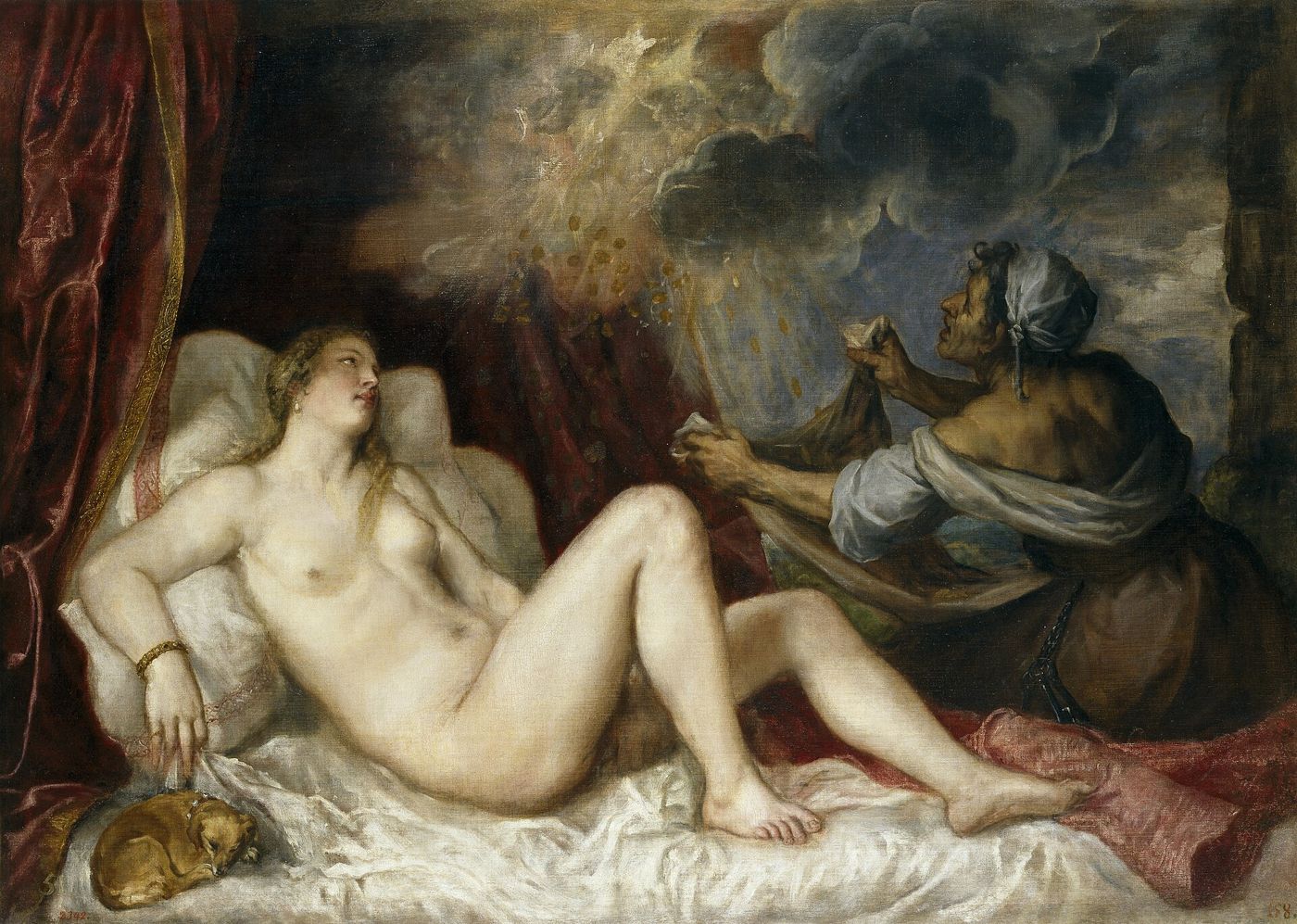 Dánae recibiendo la lluvia de oro, Tiziano, 1560-1565