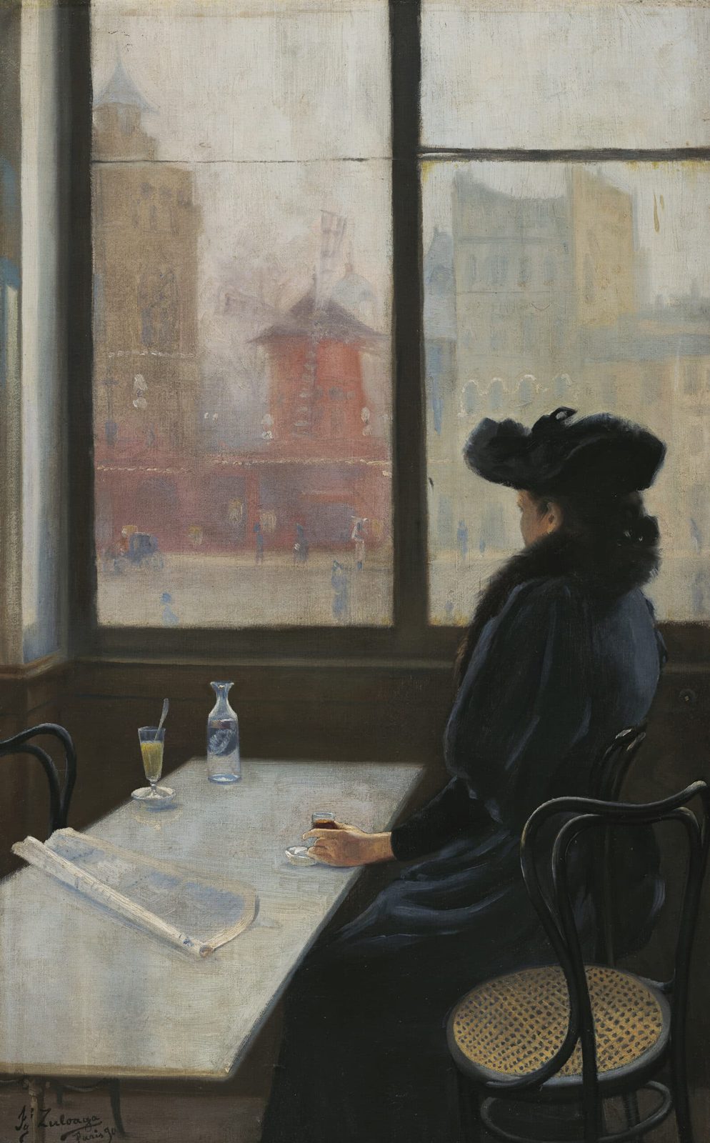 Dama en un café ante el Moulin Rouge, Ignacio Zuloaga, 1890