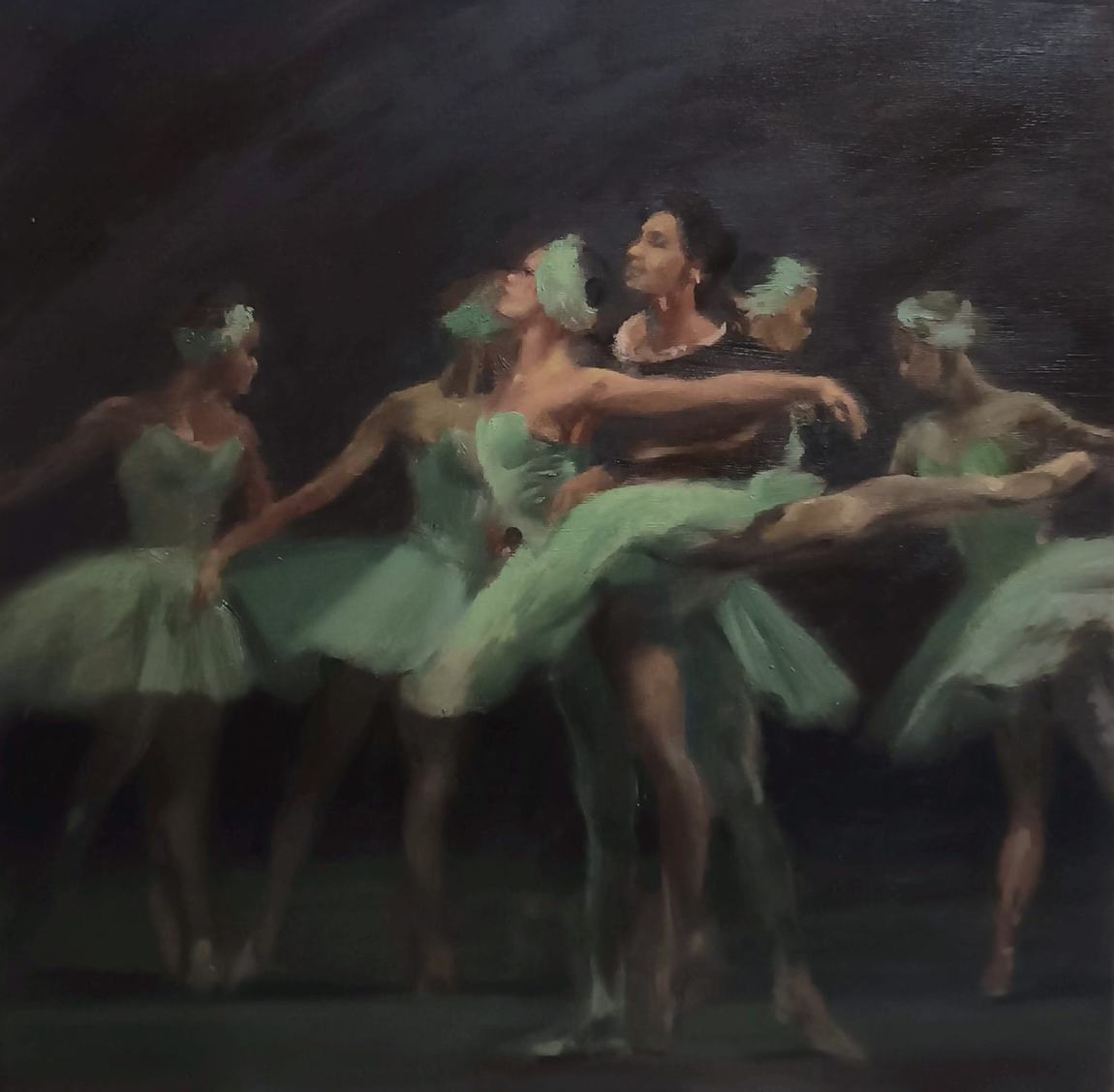 El Lago de los Cisnes, óleo sobre lienzo de Mikel Pinto
